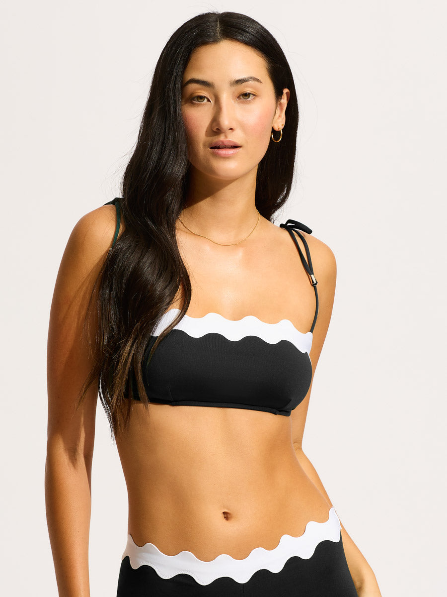Seafolly Gia Ric Rac Bustier Bandeau in Black
