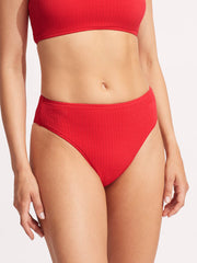 Seafolly Sea Dive High Rise Bottom In Chilli Red, view 3, click to see full size