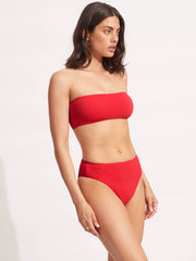 Seafolly Sea Dive High Rise Bottom In Chilli Red, view 5, click to see full size