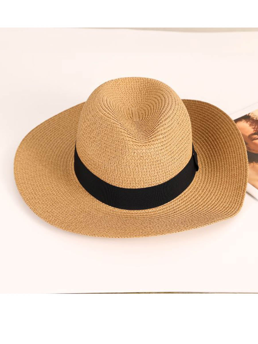 The Pathz Panama Style Glossy Straw Black Band in Natural