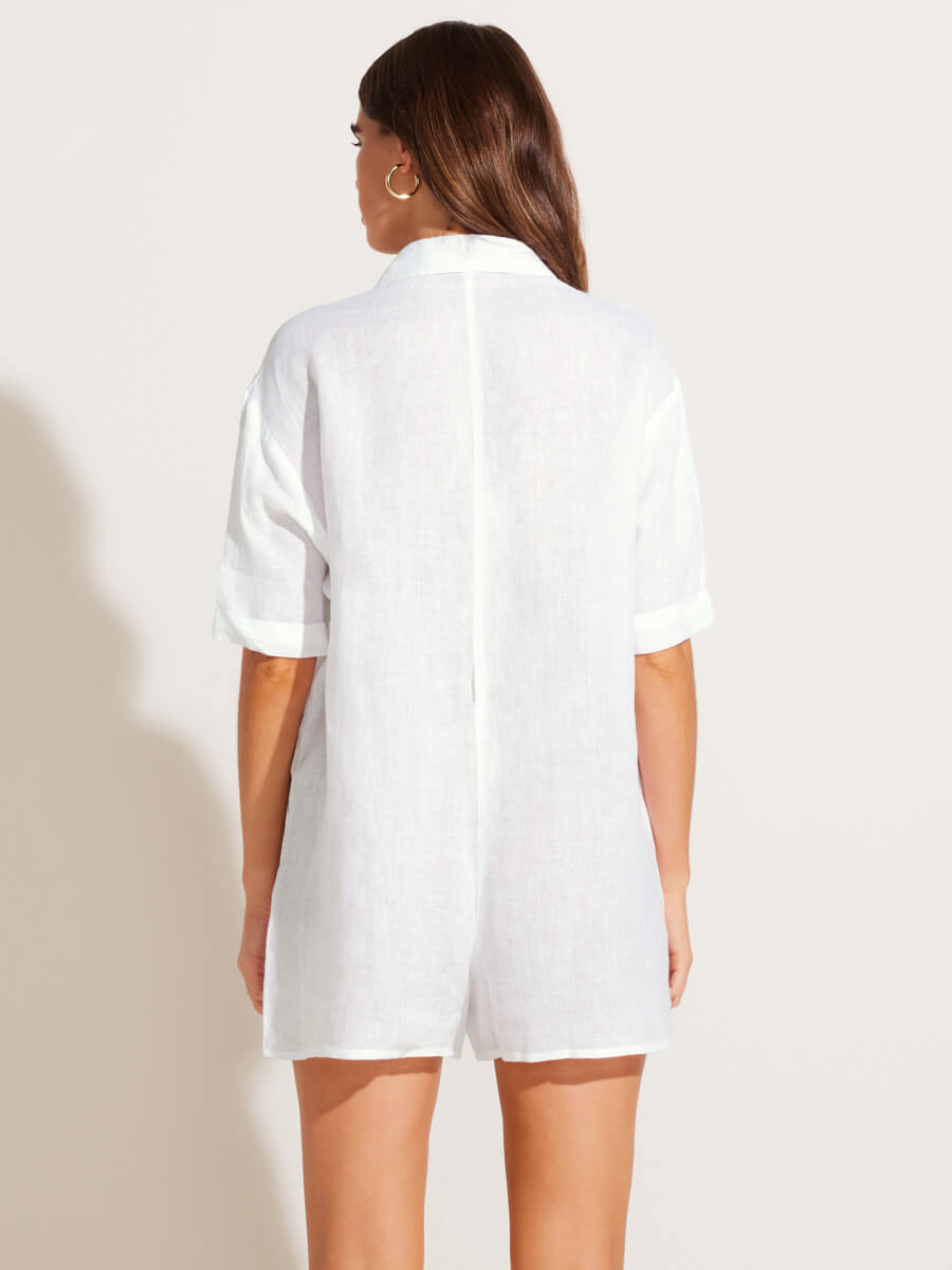 Vitamin A Playa Romper in White EcoLinen