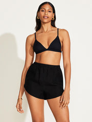 Tallows Short in Black EcoLinen, view 1, click to see full size