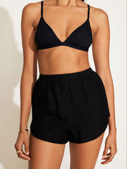 Tallows Short in Black EcoLinen, view 2, click to see full size