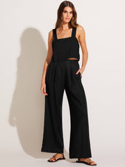 Tallows Crop Top in Black EcoLinen, view 4, click to see full size