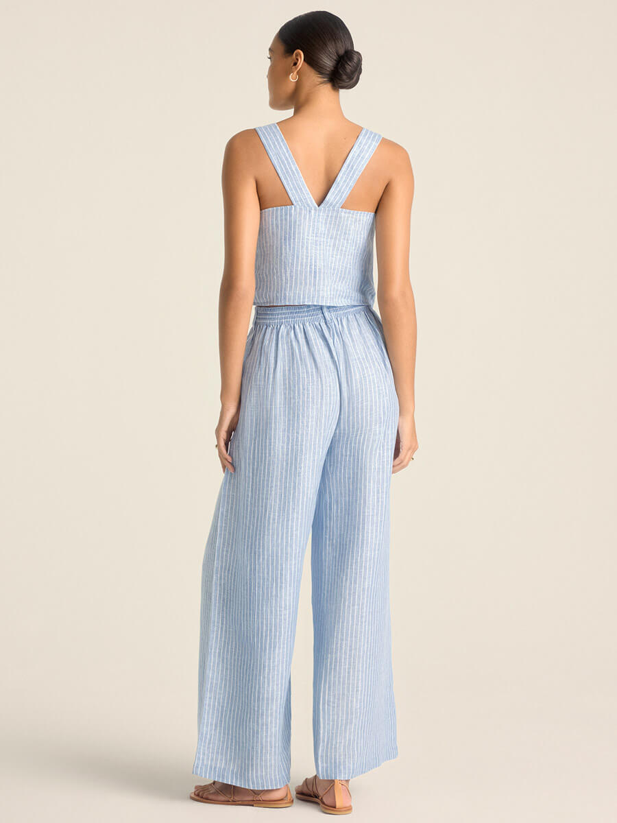 Vitamin A Tallows Crop Top in Summer Stripe Linen