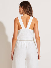 Tallows Crop Top in White Ecolinen, view 2, click to see full size