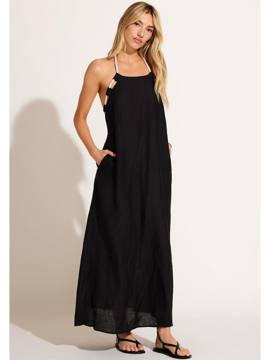 Vitamin A Avery Halter Dress in Black