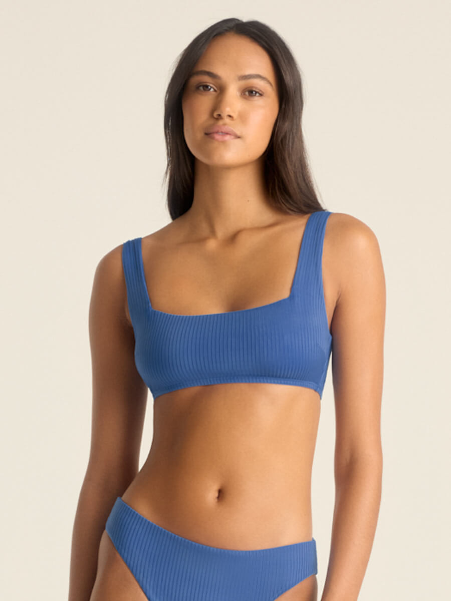 Vitamin A Mika Bralette Top in Chambray EcoRib