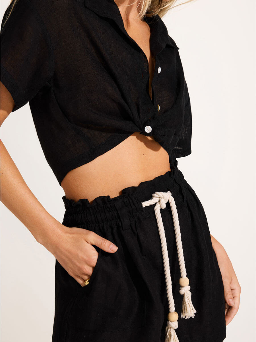 Vitamin A Avery Short in Black EcoLinen