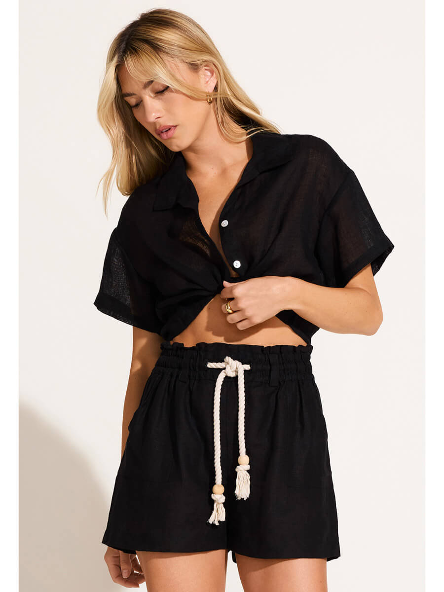 Vitamin A Avery Short in Black EcoLinen