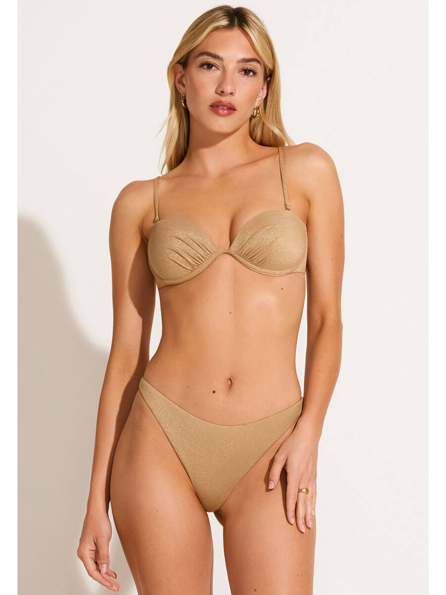 Vitamin A Mabel Underwire Bandeau Top in Golden Glow Metallic