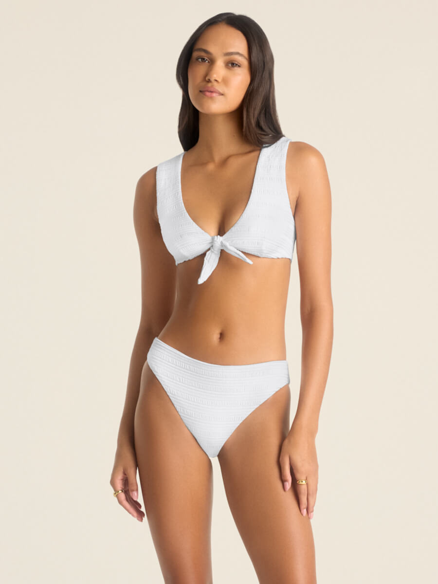 Vitamin A Cali High Leg Full Bottom in White Seersucker Stripe
