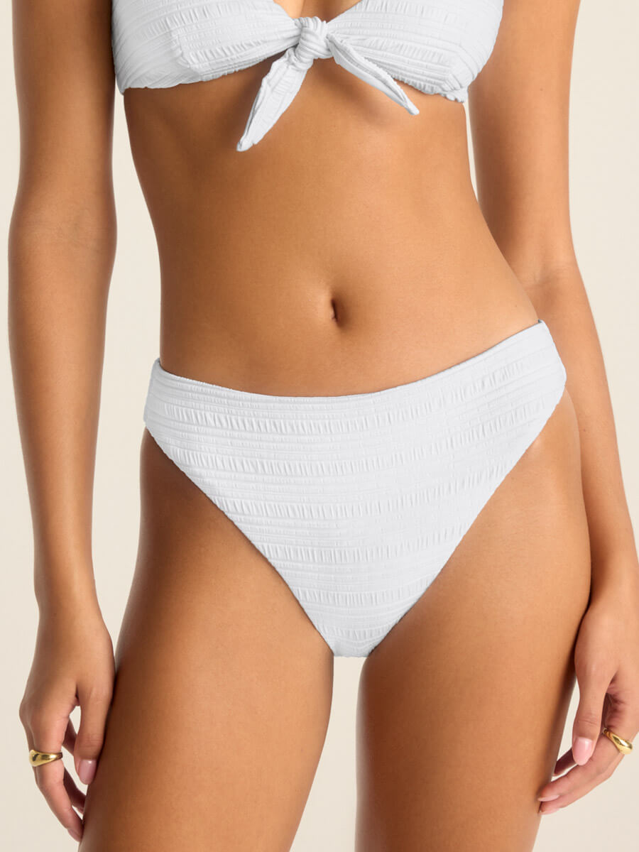 Vitamin A Cali High Leg Full Bottom in White Seersucker Stripe