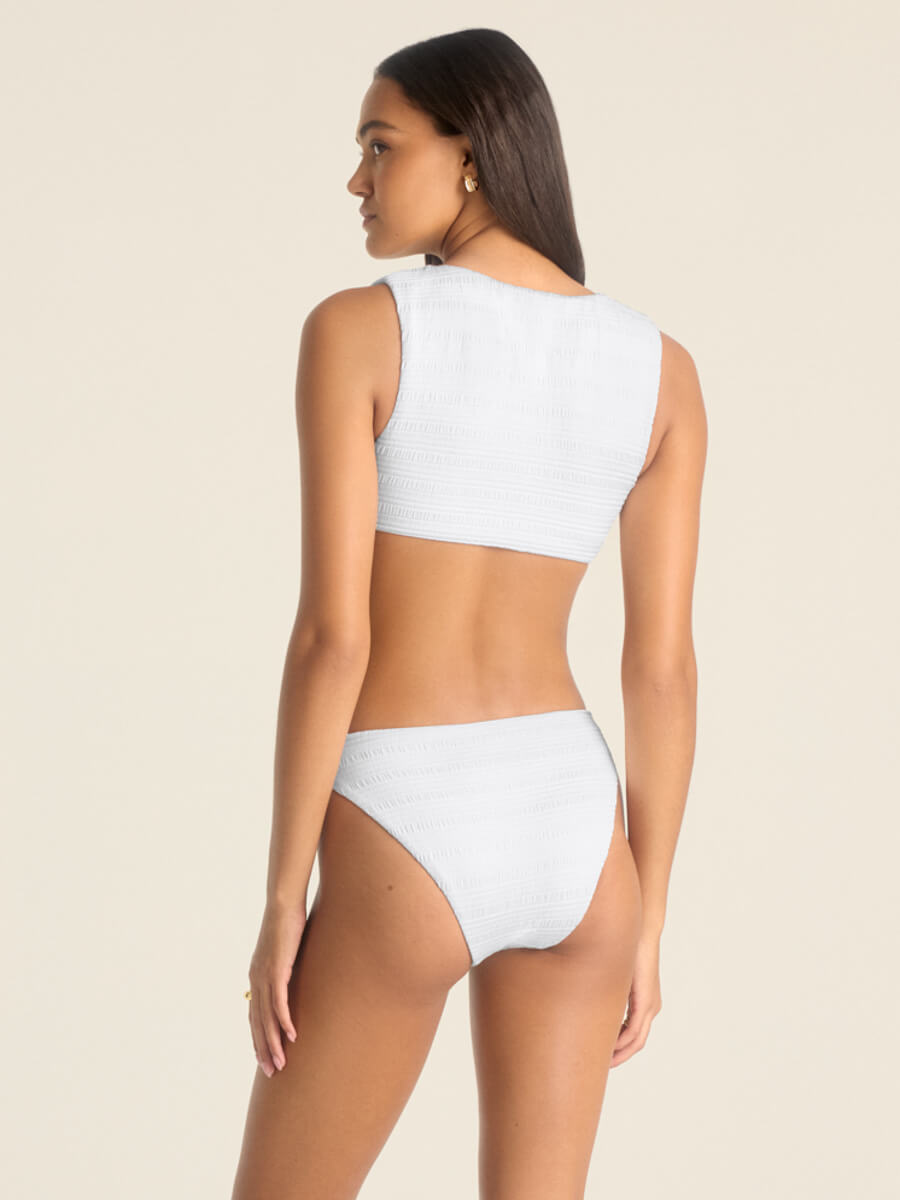 Vitamin A Cassia Crop Top in White Seersucker Stripe
