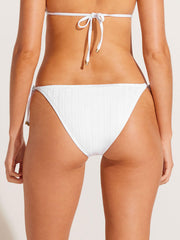 Vitamin A Elle Tie Side Bottom in White Superrib, view 2, click to see full size