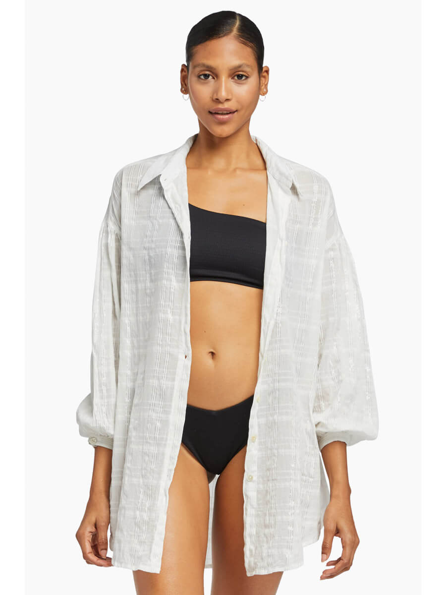 Vitamin A Sarita Shirt Dress In Organic Shimmer Cotton