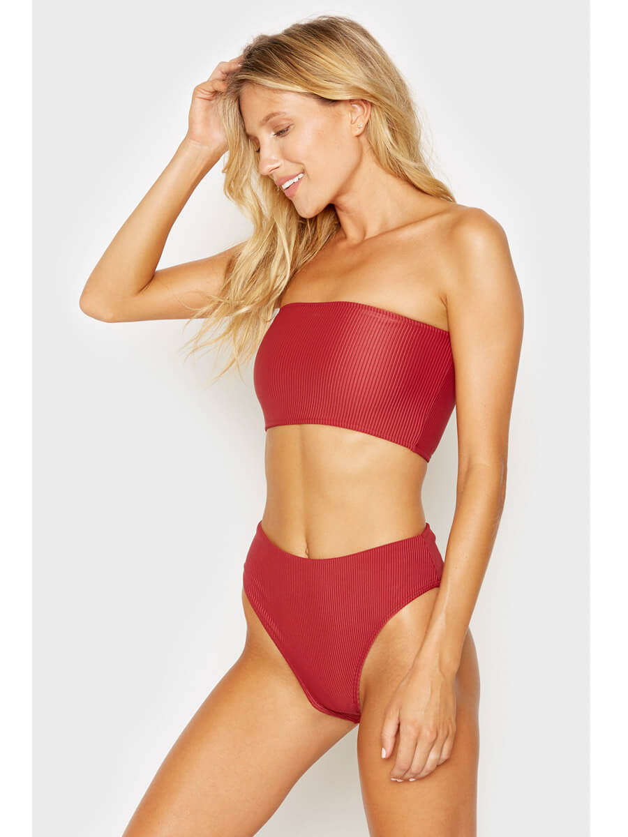 Frankies Bikinis Jenna High Waist Bottom Cabernet