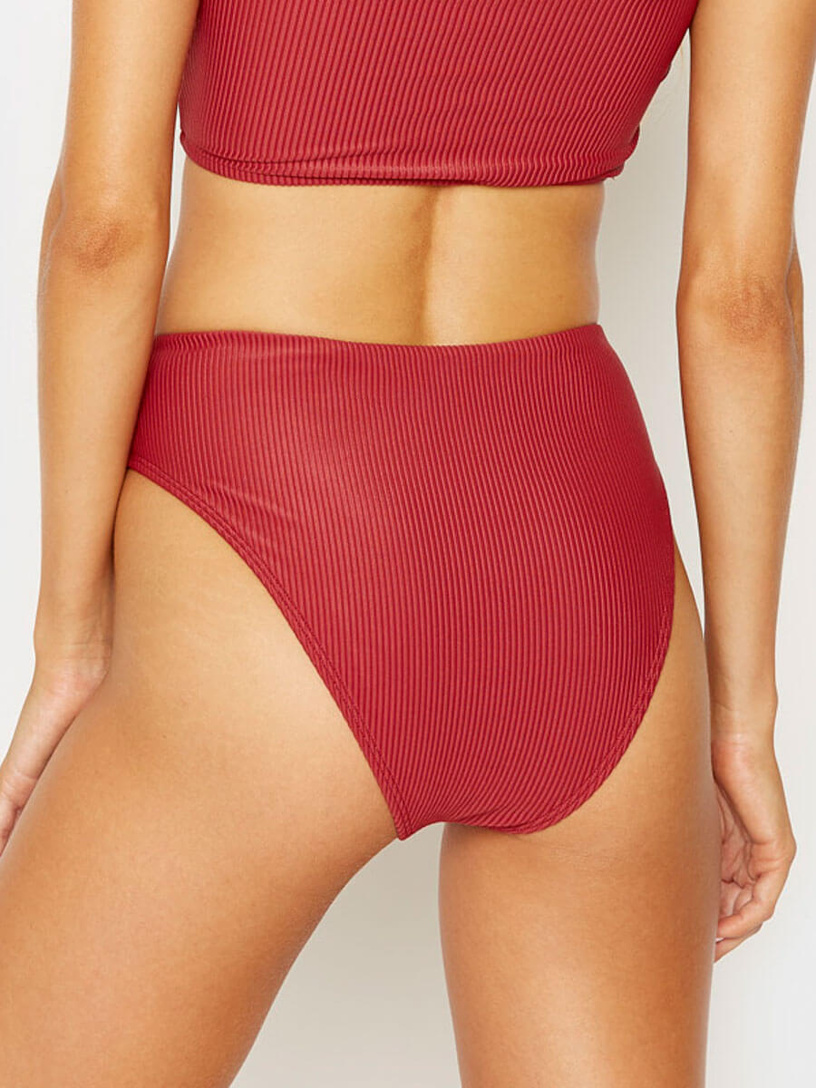 Frankies Bikinis Jenna High Waist Bottom Cabernet