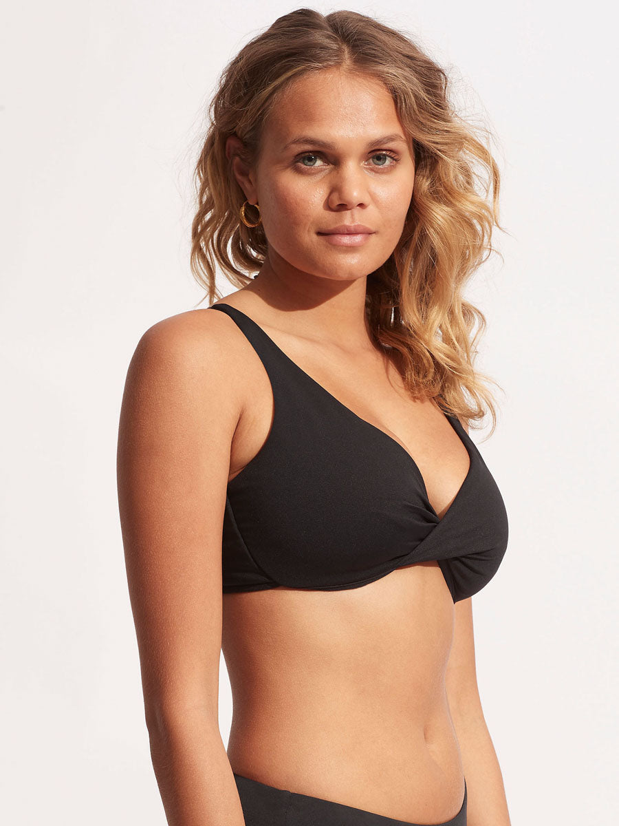 Seafolly SF Collective Wrap Front F Cup Bra in Black