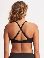 Seafolly SF Collective Wrap Front F Cup Bra in Black, view 2, click to see full size