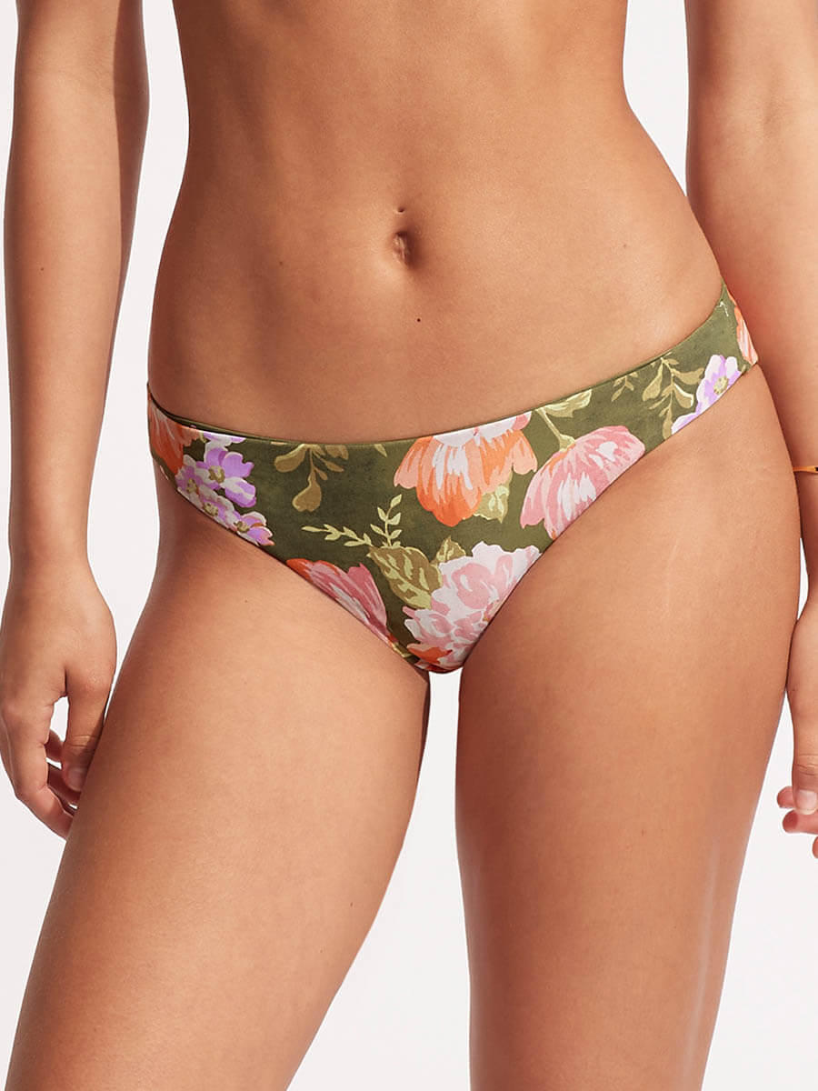 Seafolly Paradise Garden Reversible Hipster in Avocado