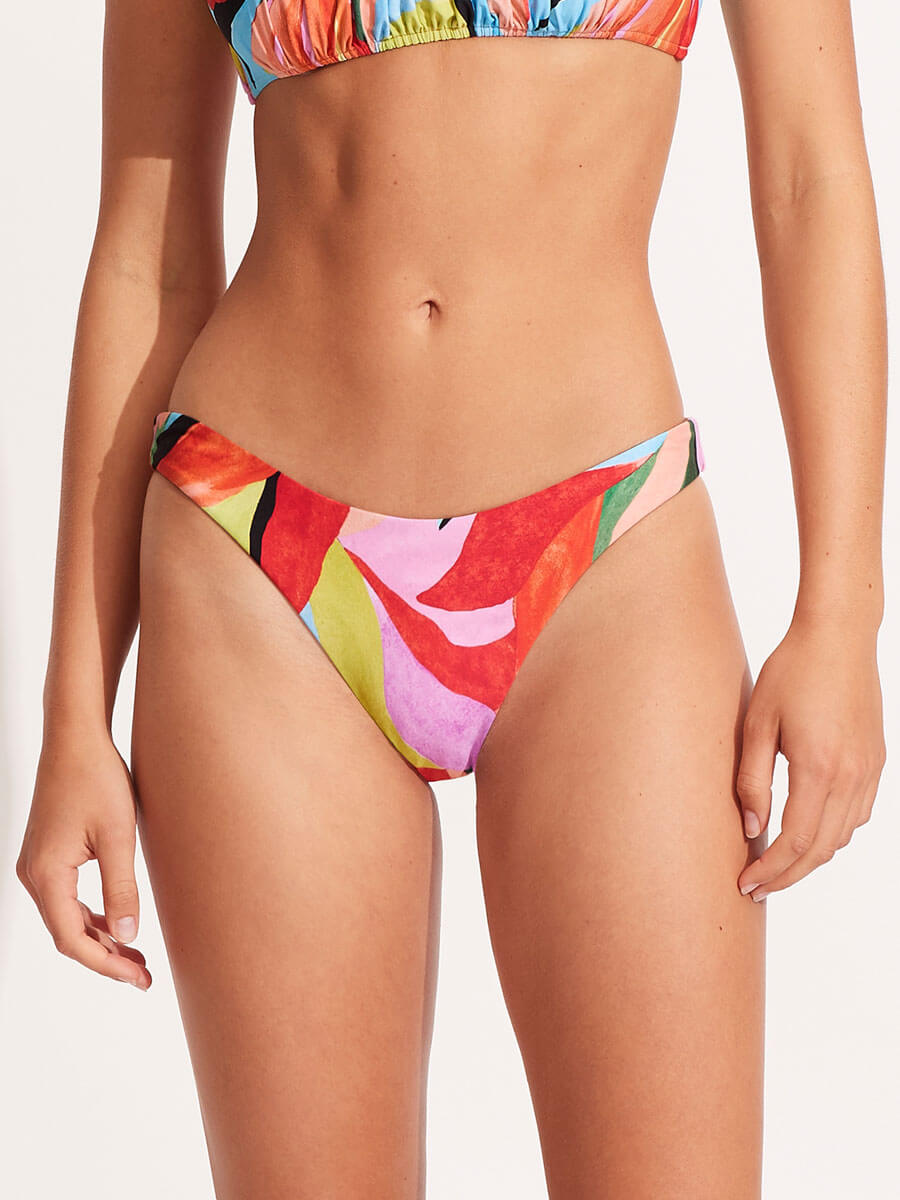 Seafolly Tropfest Reversible High Cut Bottom in Aquamarine