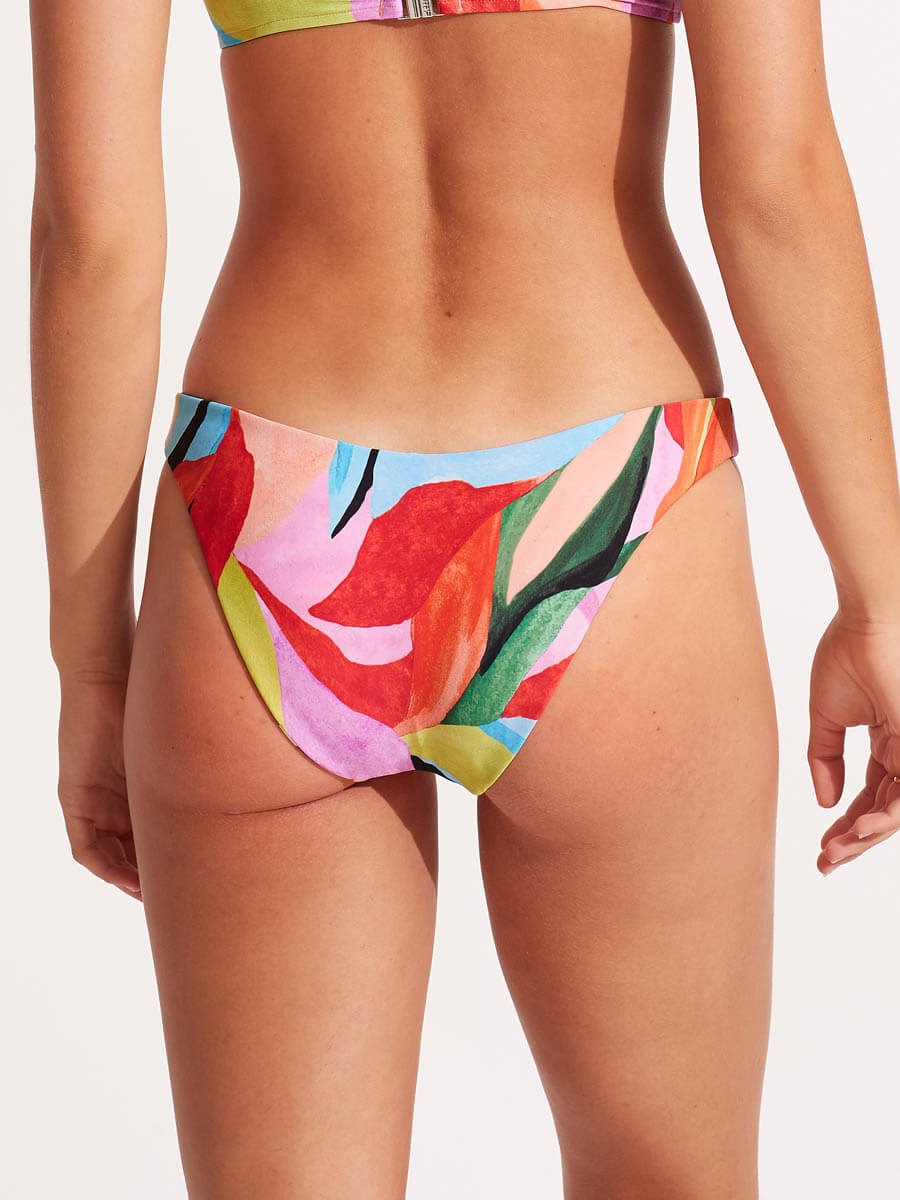 Seafolly Tropfest Reversible High Cut Bottom in Aquamarine