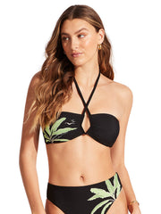 Seafolly Palm Paradise Diamond Wire Bandeau In Black, view 1, click to see full size