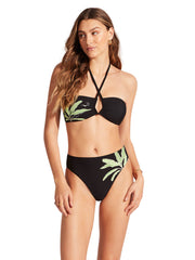 Seafolly Palm Paradise Diamond Wire Bandeau In Black, view 3, click to see full size