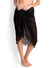 Seafolly Cotton Gauze Sarong Black, view 1, click to see full size