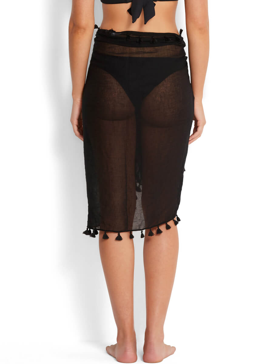 Seafolly Cotton Gauze Sarong Black