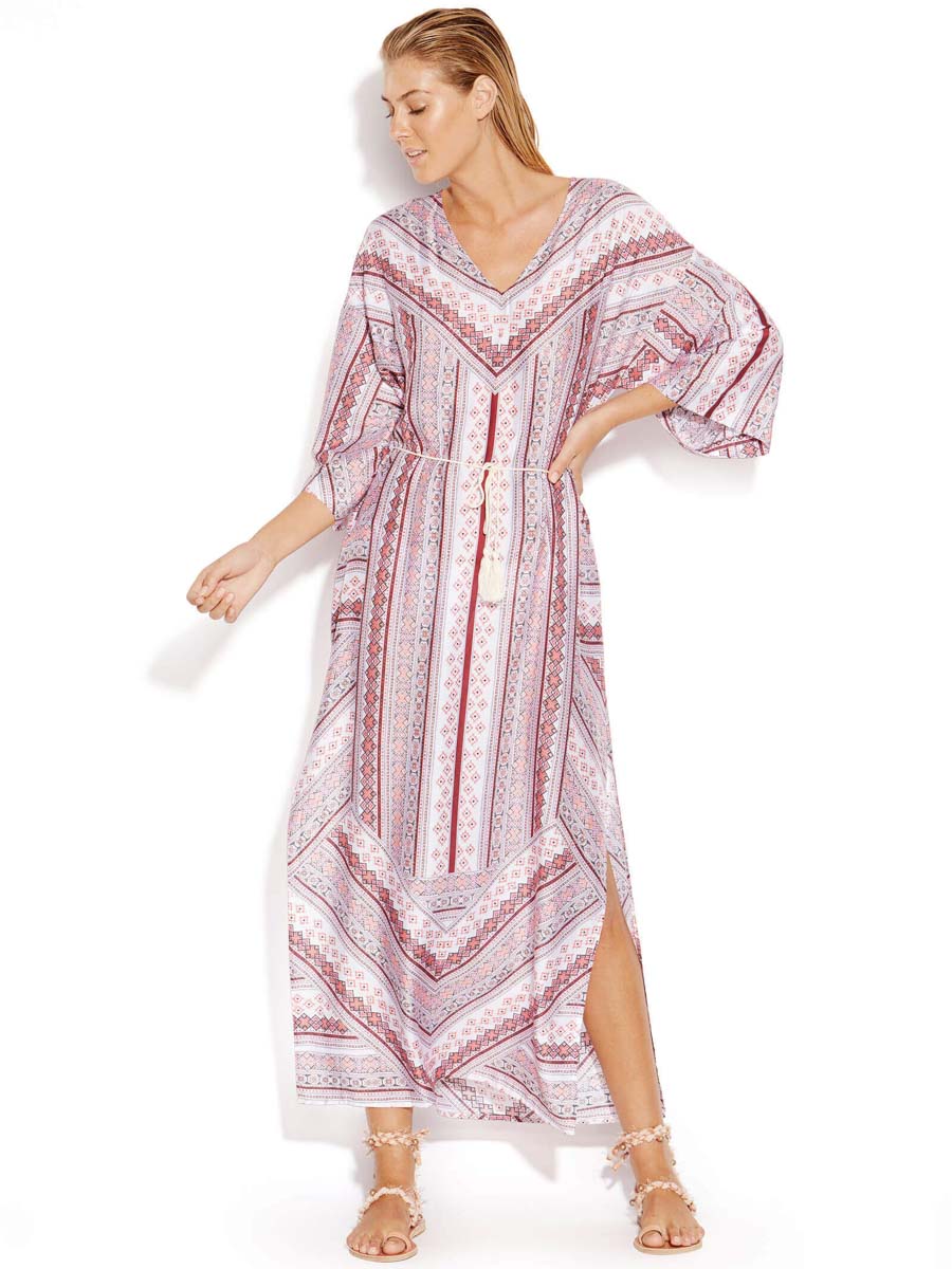 Seafolly Boho Stripe Maxi Kaftan Plum
