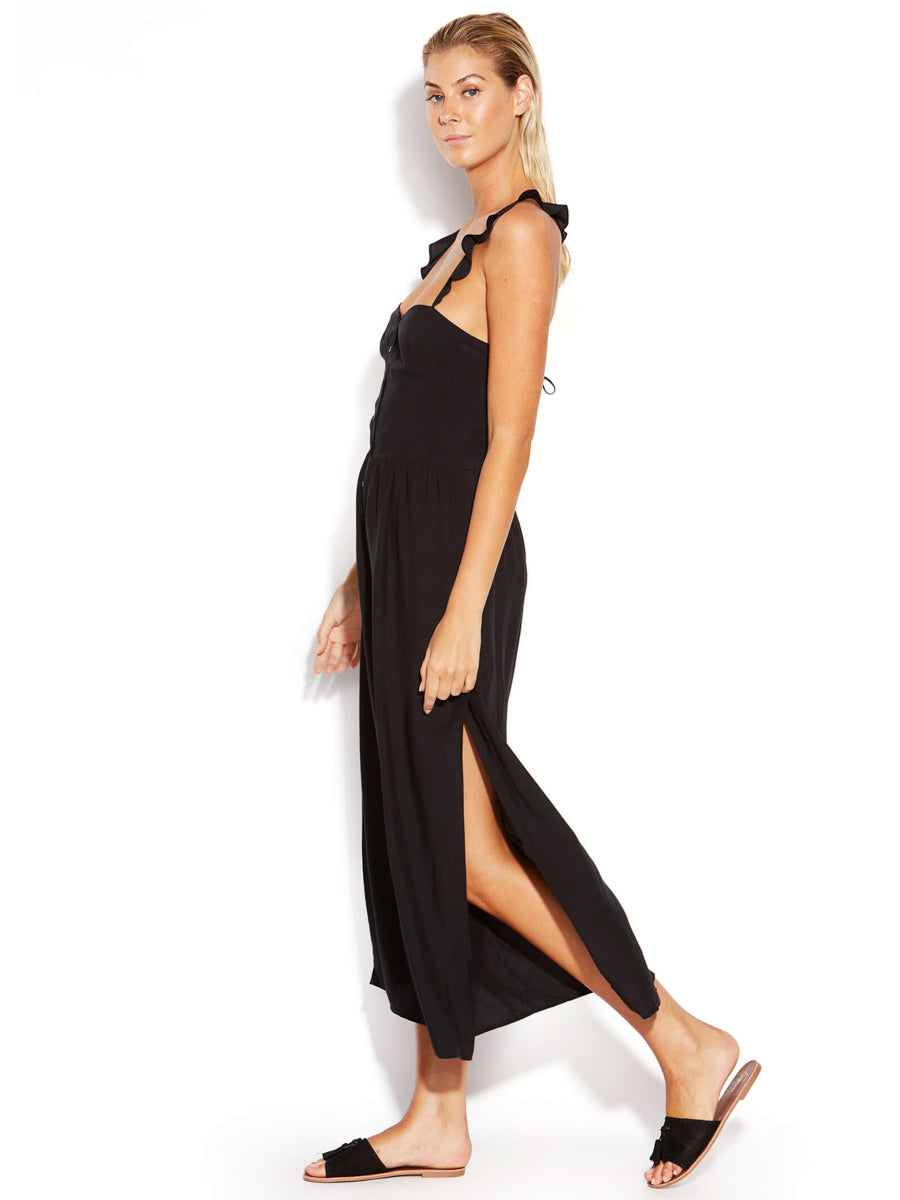 Seafolly Silk Blend Ruffled Jumpsuit Black