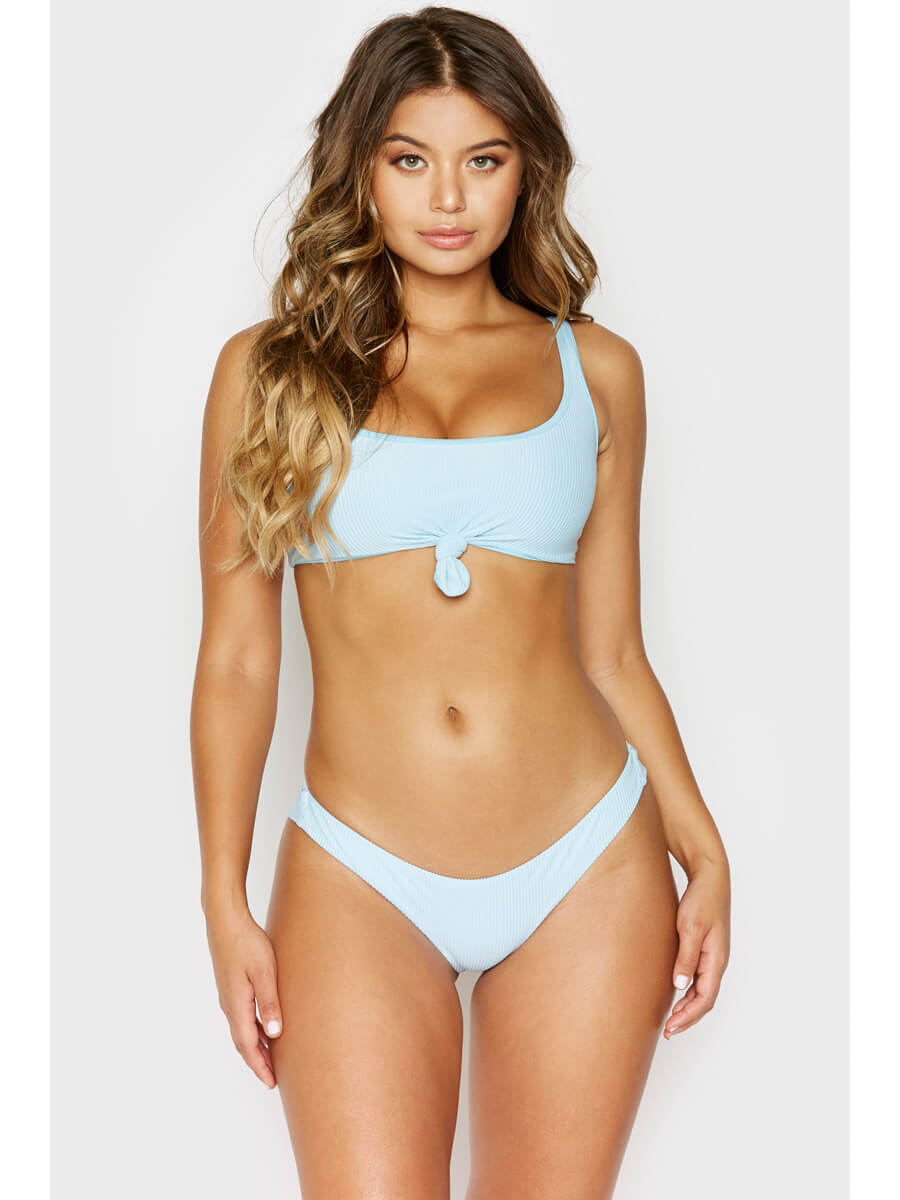 Frankies Bikinis Greer Ribbed Cheeky Bottom Powder