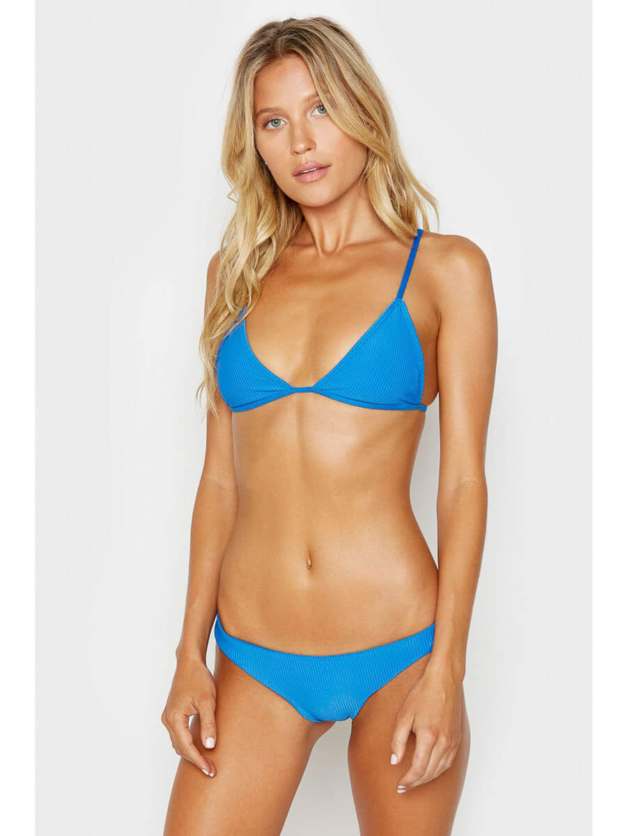 Frankies Bikinis Hanalei Ribbed Cheeky Bottom Cobalt