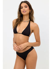 Frankies Bikinis Dawson Plisse Bottom In Black, view 3, click to see full size