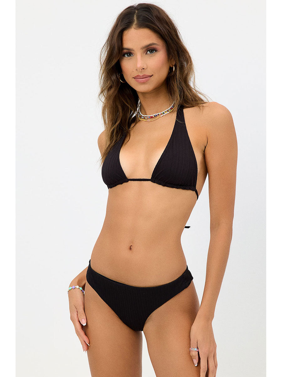 Frankies Bikinis Harlow Plisse Top In Black