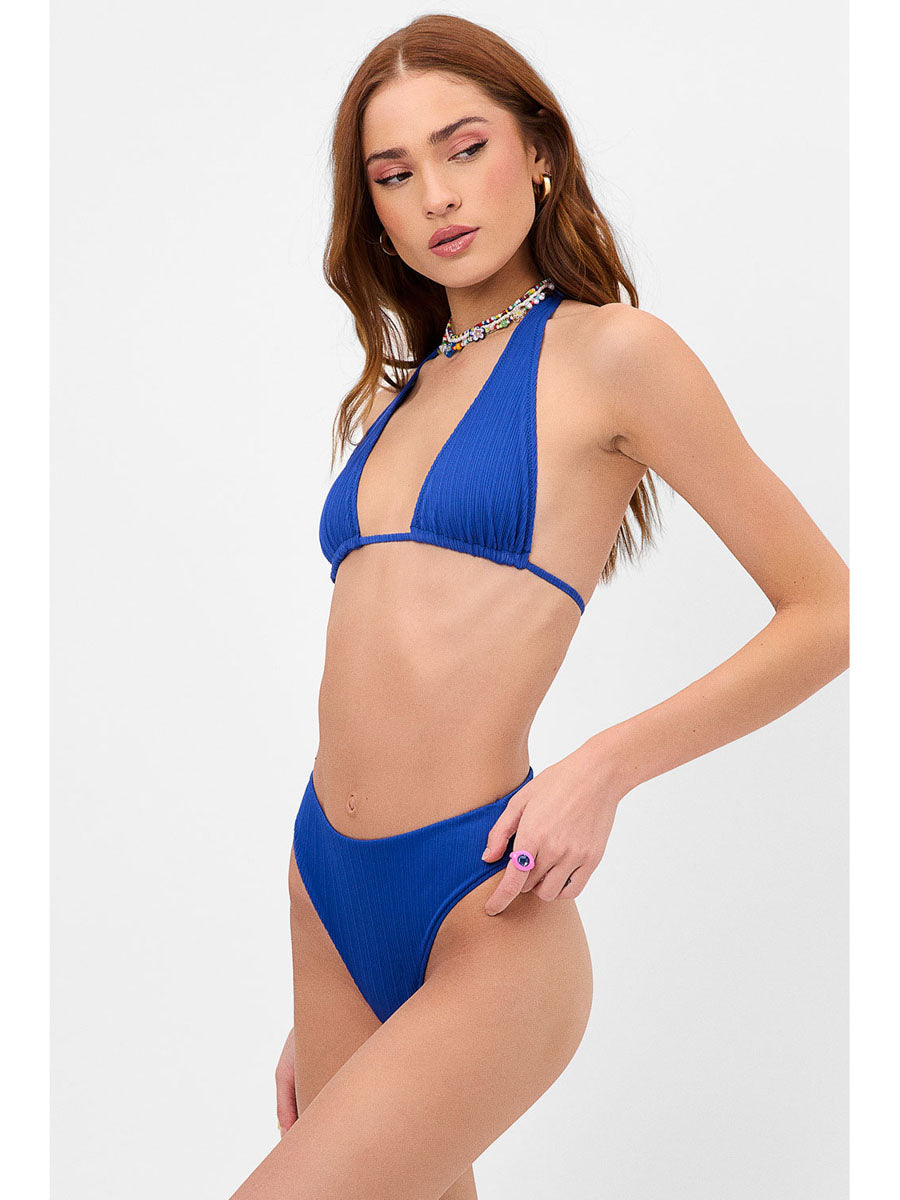 Frankies Bikinis Jenna Plisse Bottom In Cerulean