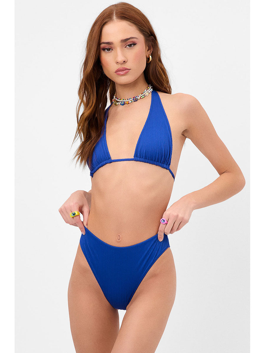 Frankies Bikinis Jenna Plisse Bottom In Cerulean