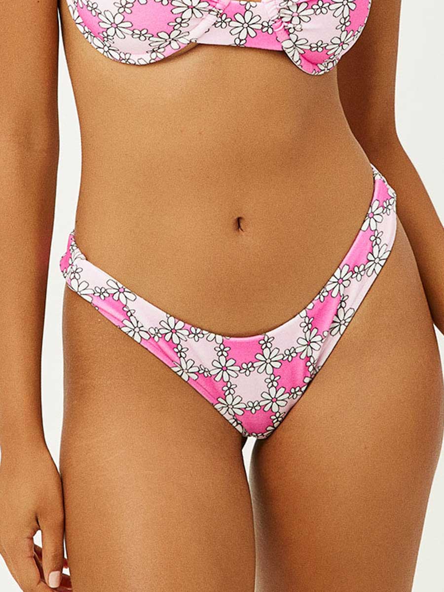 Frankies Bikinis Katarina Terry Bottom In Pink Daisy