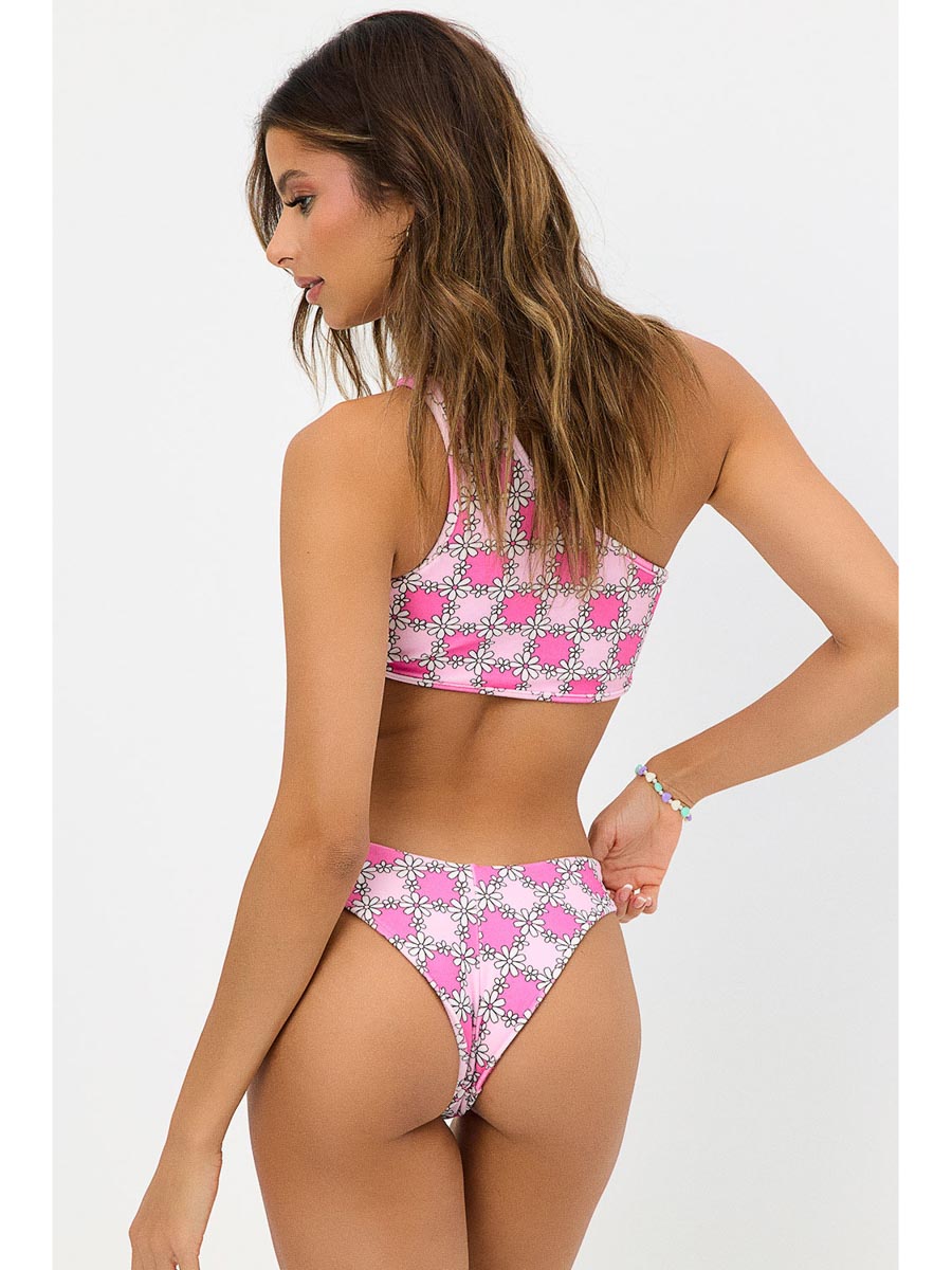 Frankies Bikinis Syd Terry Top In Pink Daisy