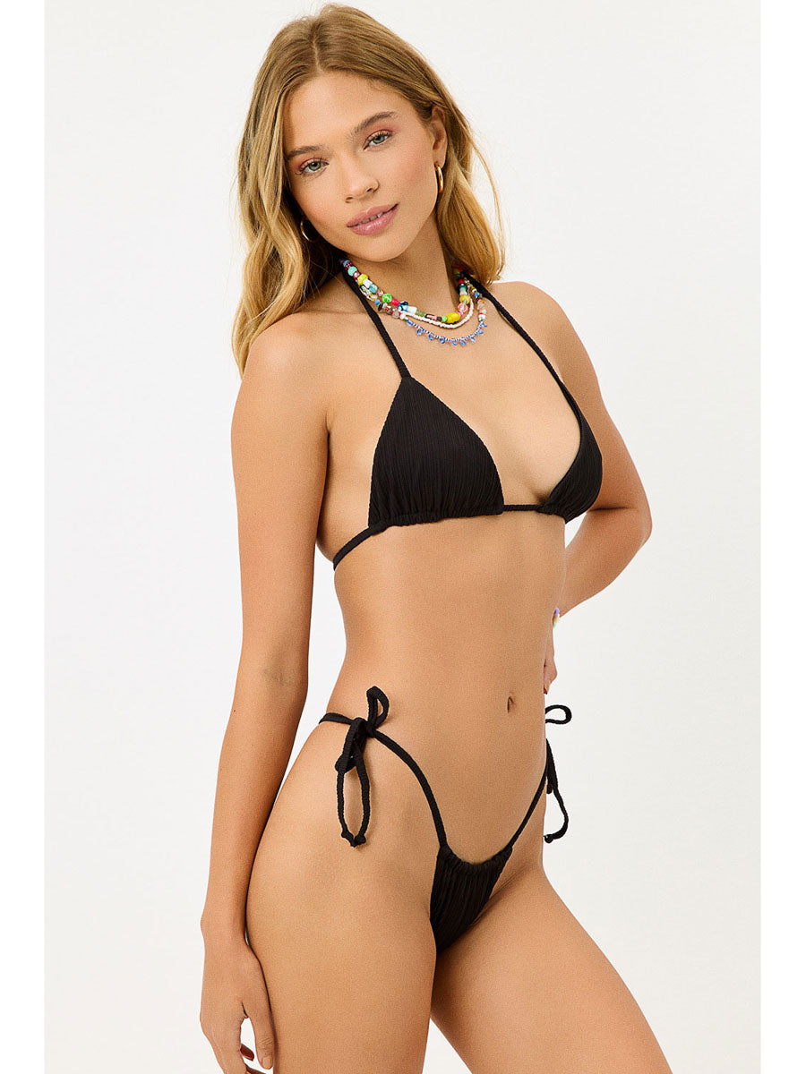 Frankies Bikinis Tia Plisse Bottom In Black