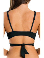 JETS Wrap Bikini Top Black, view 2, click to see full size