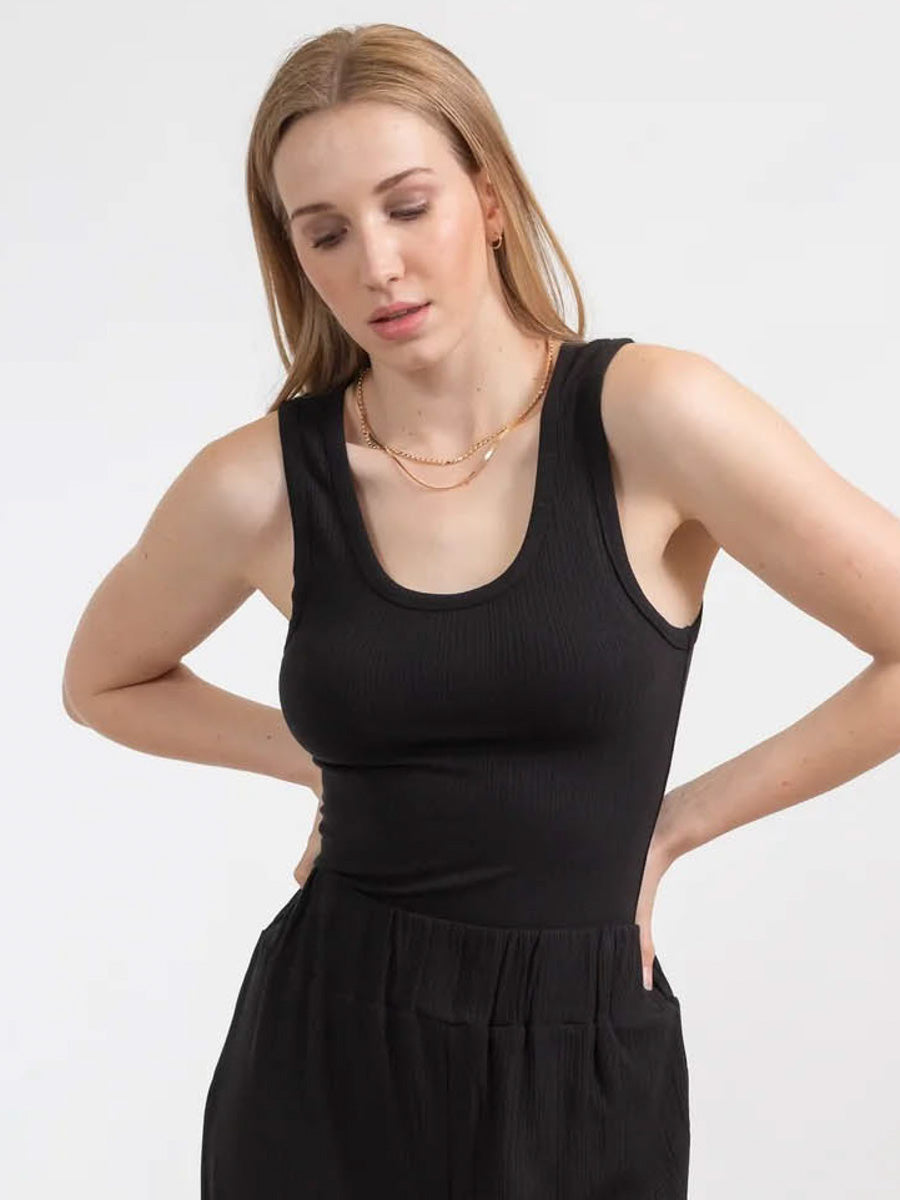 Koy Resort Wide Rib Tank Top in Black
