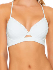 Luli Fama Ruffle Cut Out Underwire Top Bride White, view 4, click to see full size
