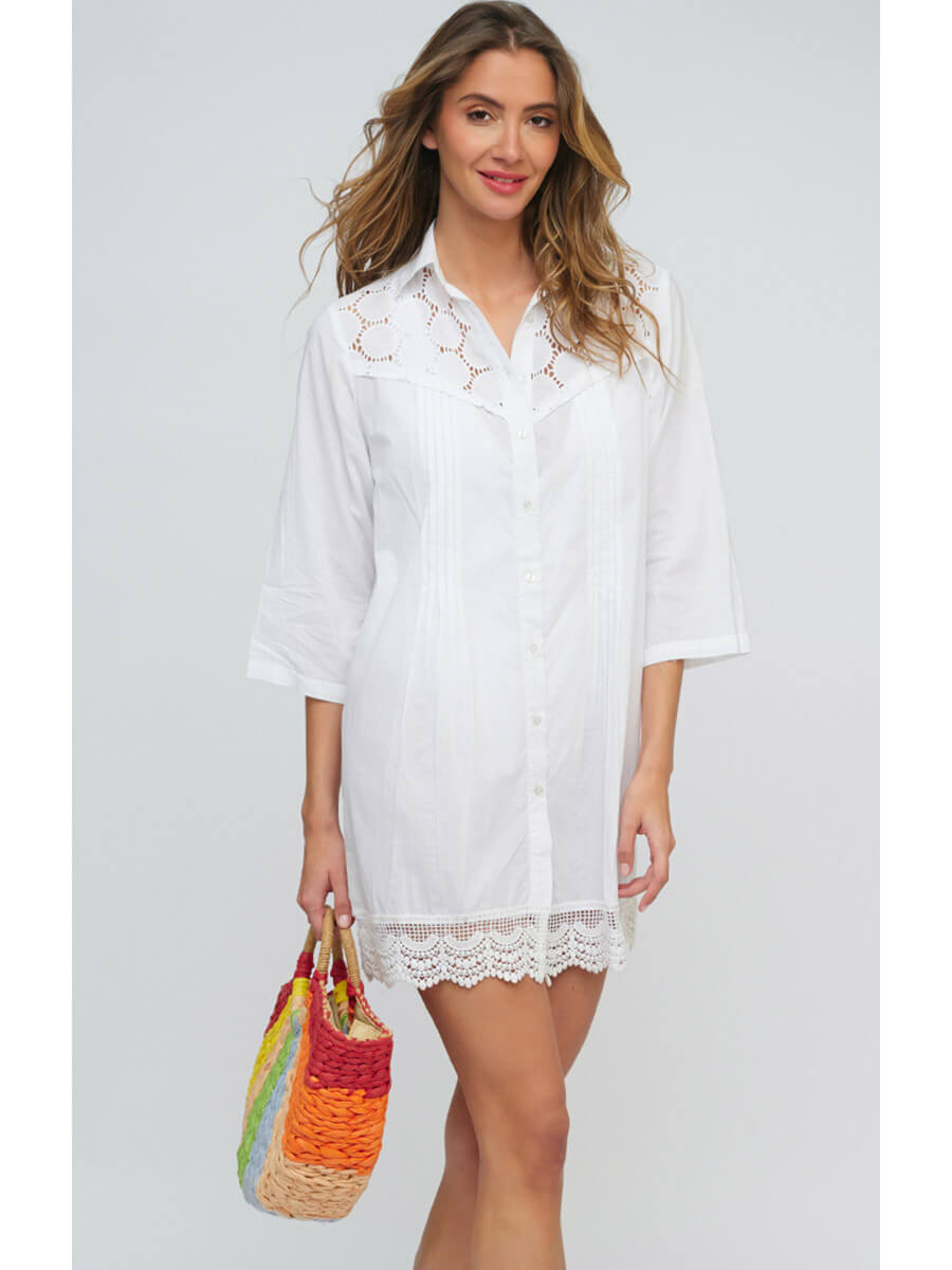 Pia Rossini Ola Beach Shirt in White