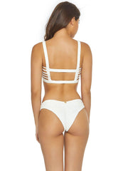 PQ Swim Eyelet Caged Top White, view 2, click to see full size