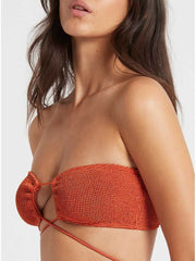 Bond-eye Margarita Bandeau in Coral Lurex, view 4, click to see full size