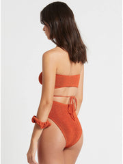 Bond-eye Margarita Bandeau in Coral Lurex, view 2, click to see full size