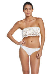 PQ Swim Water Lily Basic Ruched Full Bottom White, view 3, click to see full size